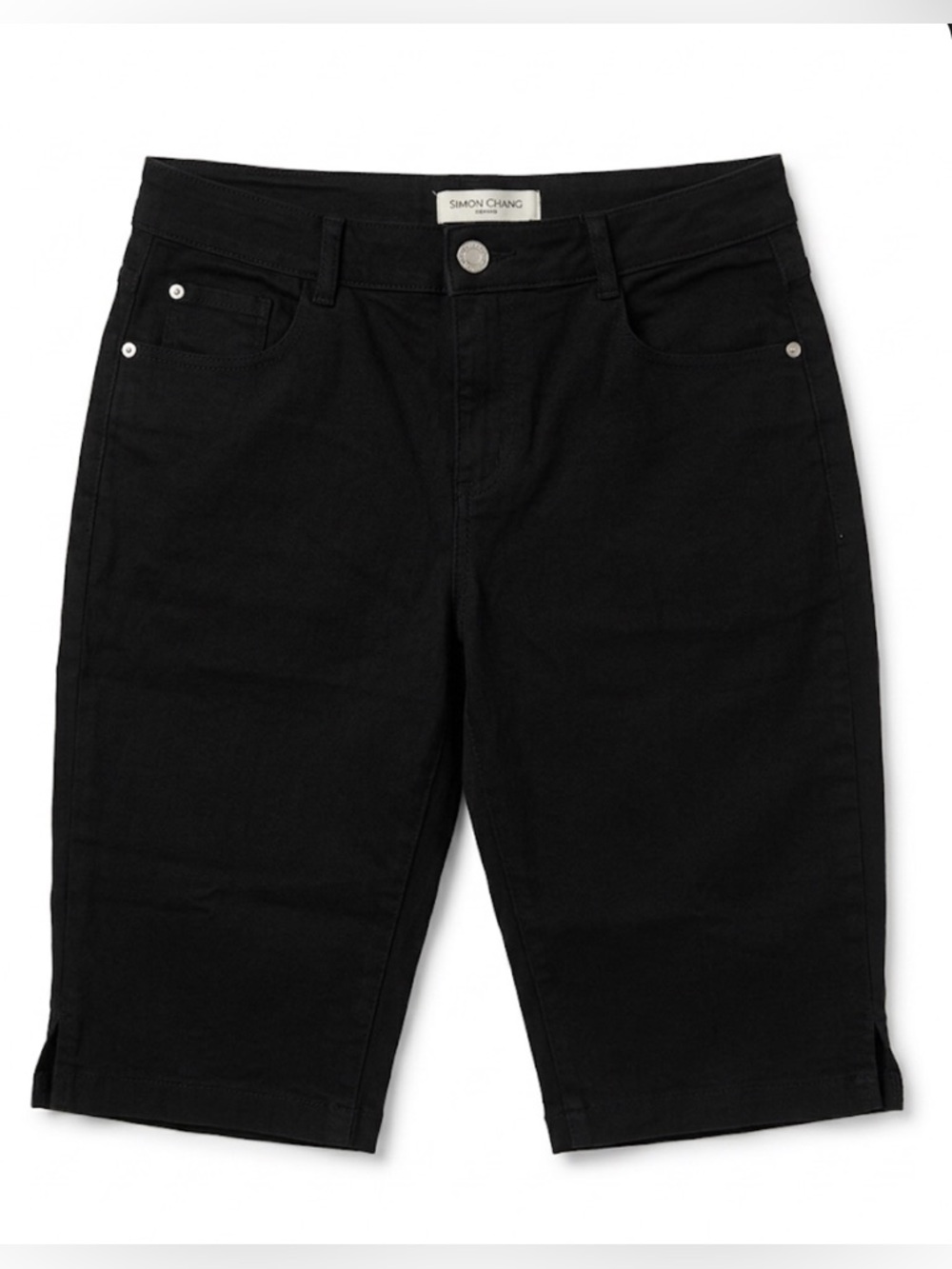 Simon Chang Black Denim Bermuda Shorts Size 8
